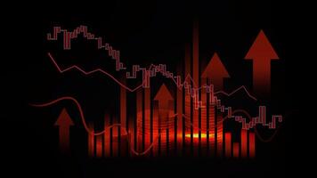 Graph with arrows and a red light business background photo