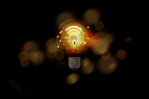 a light bulb with a glowing light bulb on it photo