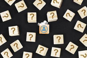 a box with question marks and a cloud photo