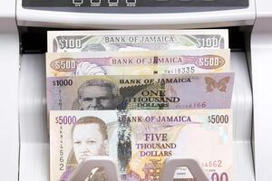 Jamaican dollar in the counting machine photo