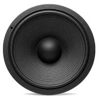 3D illustration of A black speaker cone isolated on white photo