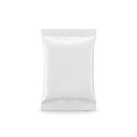 A small plain white mock soap packet isolated on white photo