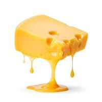 3D illustration of melting cheese isolated on white photo