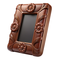 harmonious extraordinary Embosseleather picture frame, dark brown, detailefloral embossing, soft lighting, render, isolateon transparent background,high-resolution product photography exclusive png