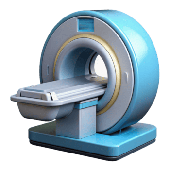 sumptuous signature MRI machine, detailetechnical drawing style, multiple angles providein a single image, isolateon transparent background,high-resolution product photography png