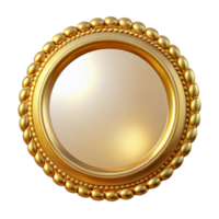 dramatic contemporary Circular golframe with beadeedge, glossy finish, reflecting a soft light source, front view, isolateon transparent background,high-resolution product photography impeccable png