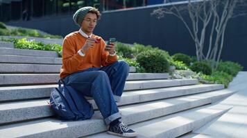 Student Making Online Purchase with Smartphone and Card video