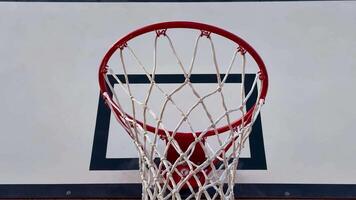 A Dynamic Basketball Hoop Perspective capturing the thrilling action and energy of the game photo