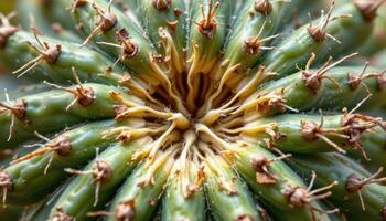 close up view of a dry cactus split down the center, exposing its inner fibers. photo