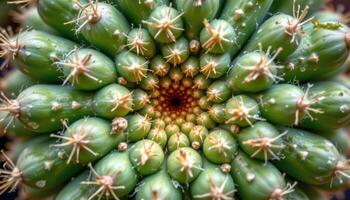 close up view of a segmented cactus variety with visible growth rings. photo