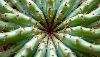close up view of a cactus with twisted arms extending outward in natural symmetry. photo