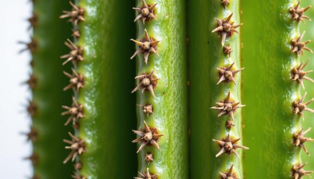 close up view of a tall cactus showing vertical ridge texture in high clarity. photo
