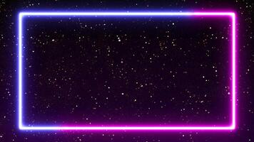 Neon frame on black background with gold glitter. video