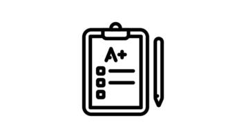Animated clipboard with a pen and an a grade video
