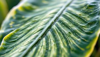 close up view of the detailed leaf edge of a snake plant, highlighting natural lines and color gradients. photo