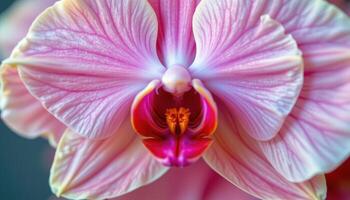 close up view of overlapping orchid petals forming layered pastel textures. photo
