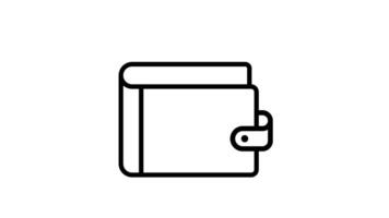 Animated black and white line drawing of a wallet video
