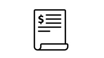 Animated a simple black and white icon of a bill video
