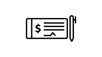 Animated checkmark with a pen and a dollar sign signifies approval video