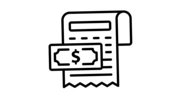 Animated receipt with a dollar bill shows a financial transaction video