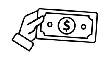 Animated hand reaches out to grasp a crisp dollar bill. video