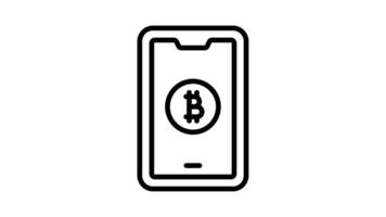 Animated smartphone displays bitcoin logo and circuit board connections video