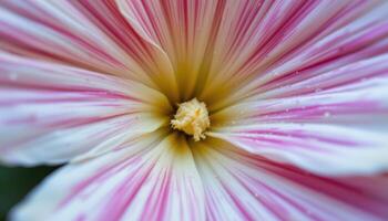 close up view of flower petals with visible pollen dust clinging to their inner surfaces. photo