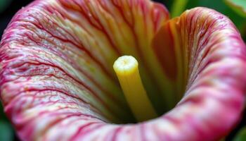close up view of a pitcher plant with smooth, curved lines and glossy interior. photo