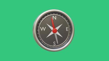 3D Compass Moving Sideways with Needle Oscillating on Green Screen video