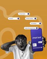 Person expresses surprise while using a chatbot application for programming assistance photo