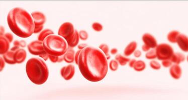 This visual focuses on vibrant red blood cells moving gracefully in a soft background. It highlights the essential role these cells play in vitality and rejuvenation, symbolizing youth and health. photo