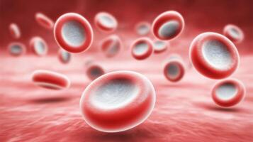 This depiction showcases red blood cells floating in a dynamic environment, emphasizing the role of these cells in rejuvenation and youthfulness, featured against a backdrop of rich colors. photo