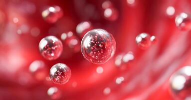 Red blood cells and rejuvenation particles create a vibrant scene of youthful vitality. photo