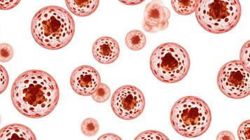 This depiction showcases a cluster of vibrant blood cells. The contrast against a white background emphasizes the intricate structure and potential connections to rejuvenation and vitality in youth. photo