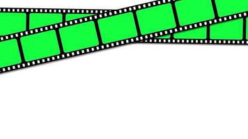 Diagonal film strip with green screen frames video