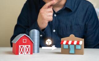 Food deliveries to stores. Sale of agricultural products. Logistical challenges. Packaging of agricultural products. Quality preservation. Maintaining supply chains. Distribution of fresh produce photo