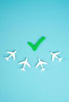 Airplanes and the permission tick. Lifting emergency measures and permission to fly. Recovery in aviation, post-pandemic normalization, or relaxation of travel restrictions. photo
