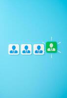 The best candidate for the job. Promotion at work. Employee recognition. Talent acquisition, HR decisions, workplace motivation, and corporate development strategies. photo