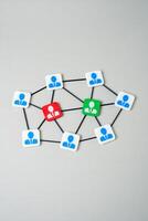 Conflict in the corporate environment and ways to resolve it. Two poles in the team of a business company. Workplace polarization. Leadership challenges, communication breakdowns. photo