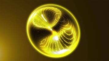 The yellow sphere is filled with a moving plasma structure that carries something alive and fantastic within it. video