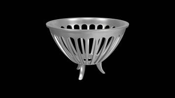 Fire Brazier Rotating on a Transparent Background. Seamless Loop. 4K video