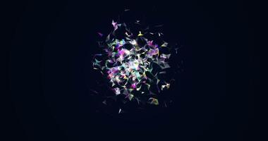 a explosão com uma espalhamento do triangular translúcido espumante fragmentos. fundo para logotipo animação. plexo. video