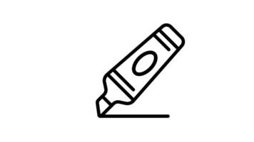 Animated black and white drawing of a highlighter in motion video