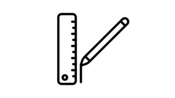 Animated ruler and pencil are drawing on a white background video