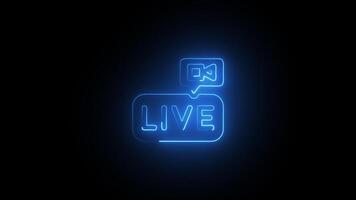Glowing neon Facebook live icon animation, glowing neon Facebook live logo animation 4k on black background, with alpha. video