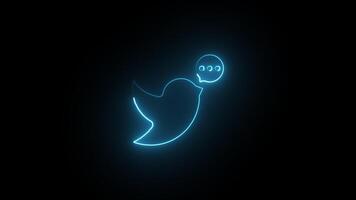Glowing neon Skype massage icon animation, glowing neon Skype massage logo animation 4k on black background, with alpha. video