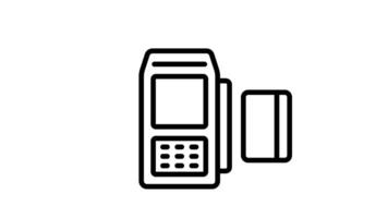 Animated black and white outline of a pos terminal ideal for retail or finance visuals video
