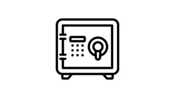 Animated a black and white line drawing of a safe video