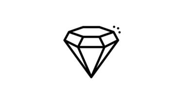 Animated black and white outline of a sparkling diamond video