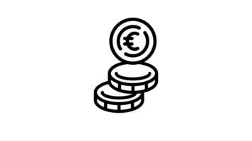 Animated three euro coins stacked on top of each other video